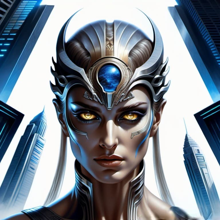 AI generated: A detailed portrait of a beautiful ancient Atlantean Being, Atlantis in origin, beautiful face eyes ...