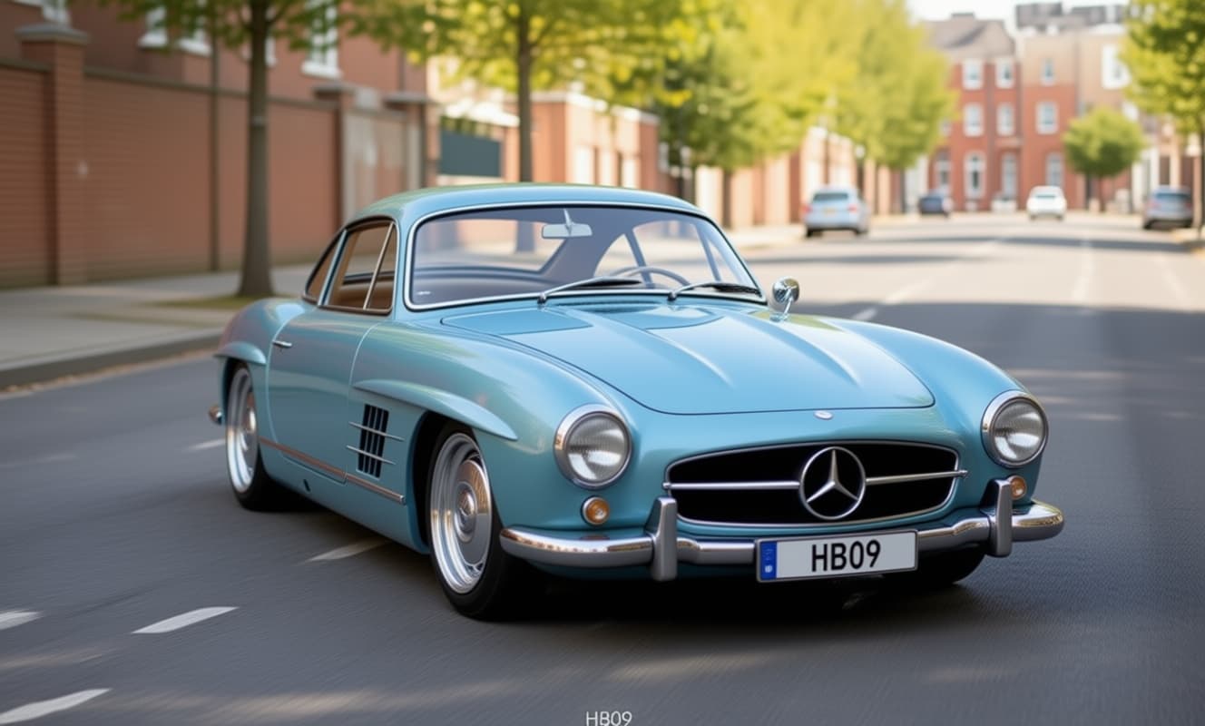 AI generated: Mercedes on the road

With the discreet and very small "HB09" watermark on the license plate