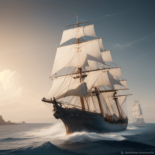 AI generated: Photo of a ultra realistic sailing ship, dramatic light, pale sunrise, cinematic lighting, battered,...