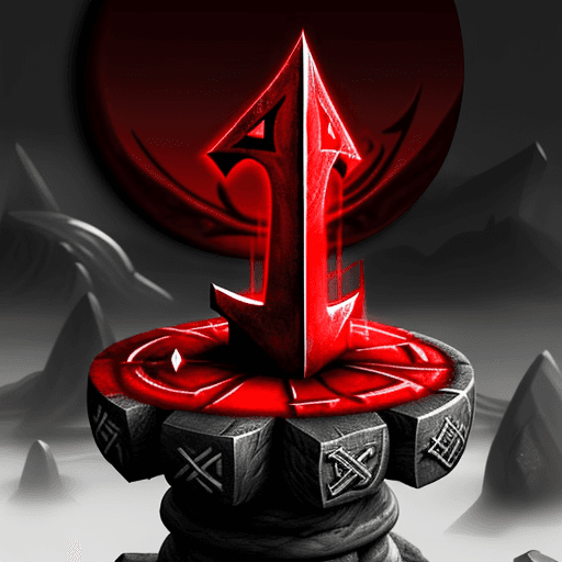 AI generated: create a cartoonish rune
base it on norse mithology 
make it red
make it stand alone
