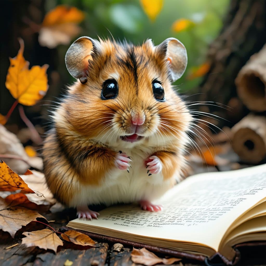 AI generated: very beautiful portrait of an extremely cute and adorable ECUADORIAN golden hamster who is waving go...