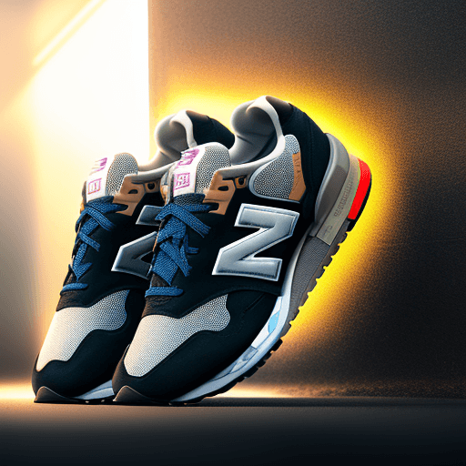 AI generated: Concept design, New Balance, shoes of the future, nanotechnology, warm bright palette, open composit...
