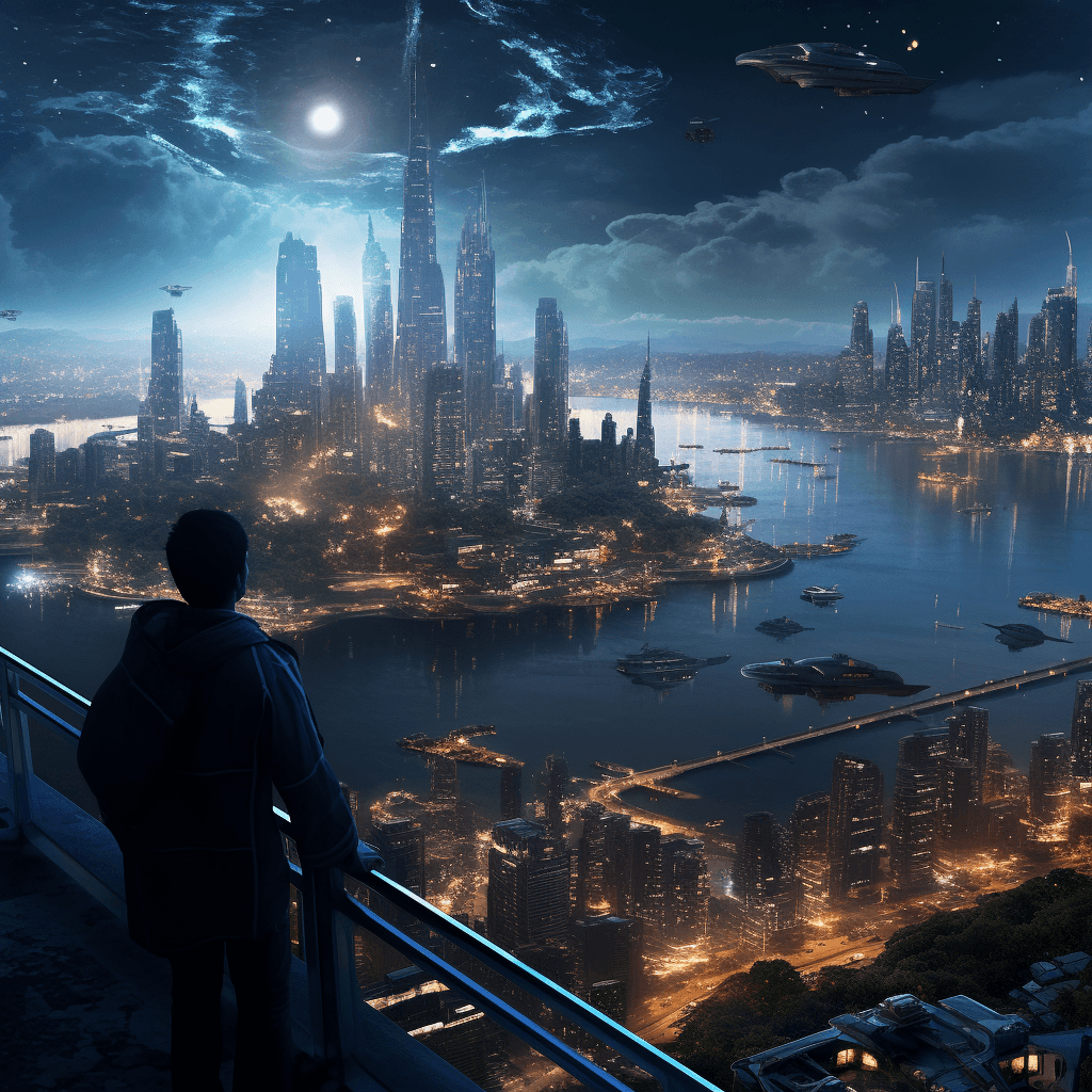 AI generated: Sci-fi cityscape Spectacular views across the future