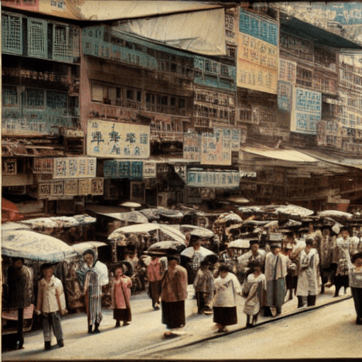 AI generated: hong kong in old days in color.