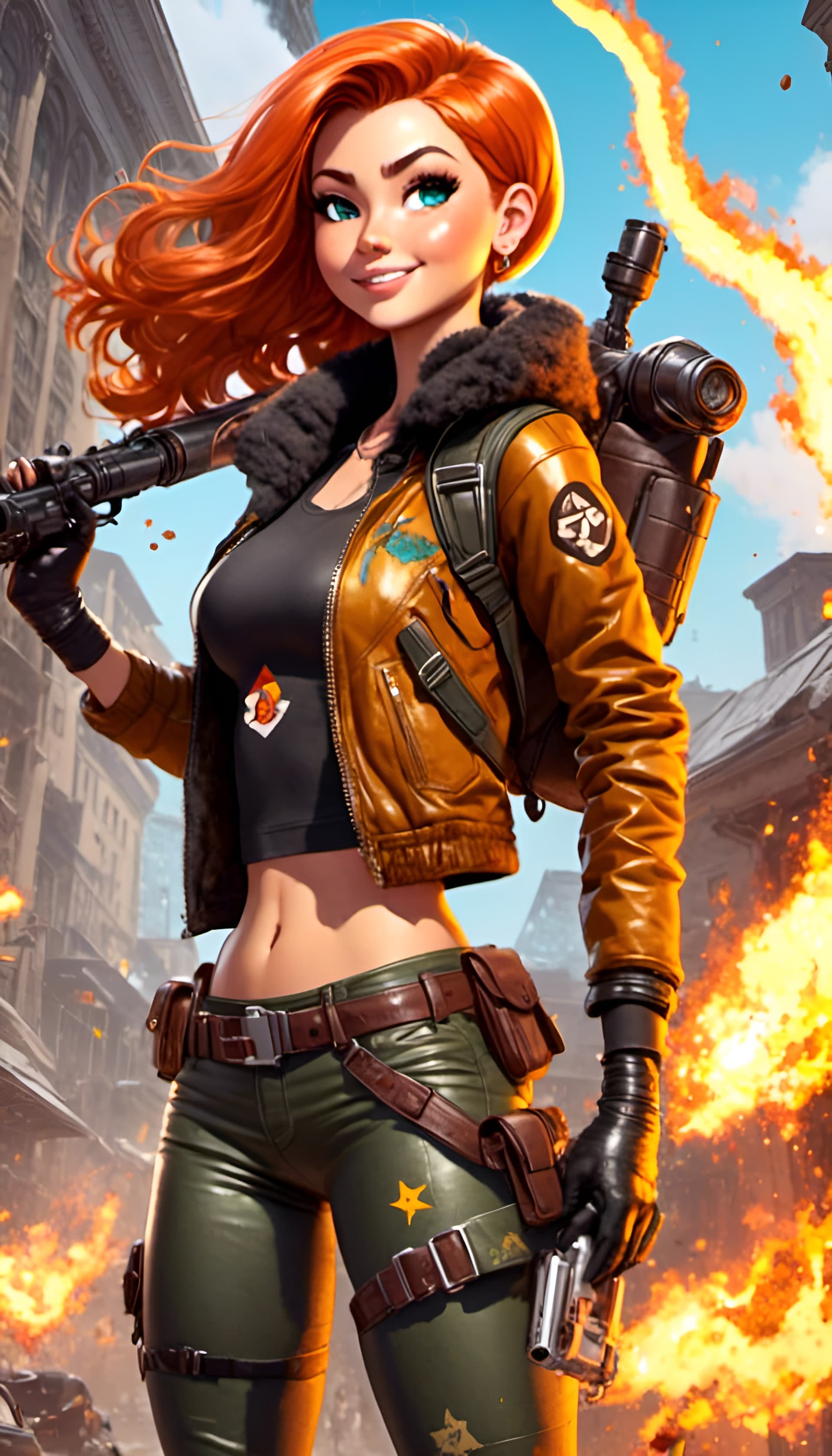 AI generated: "<lora:MeinaCafe:1.0> <lora:EthierUnreal V1:1.0> an old-school image of KIM POSSIBLE from the cartoo...