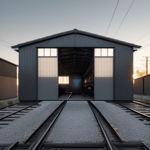 AI generated: photo ultra realitic,8k, shed railway in an industrial area. The style should be contemporary and de...