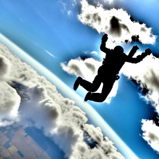 AI generated: Skydiver falling through the clouds