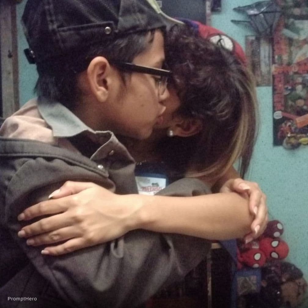 AI generated: Make it look like the girl is **hugging me and kissing my hair**. Other than that, **keep everything...