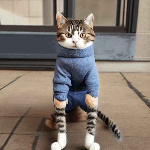 AI generated: Cat wearing human pants, sitting