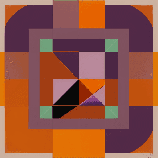 AI generated: cubism, Orange and purple, abstract, perspective, grandmum