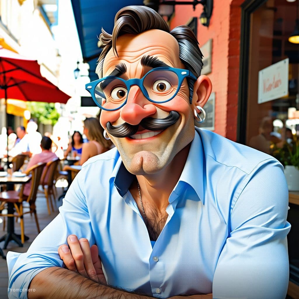 AI generated: An expressive, strikingly attractive 50-year-old man with deep tan skin and a profound, kind smile. ...