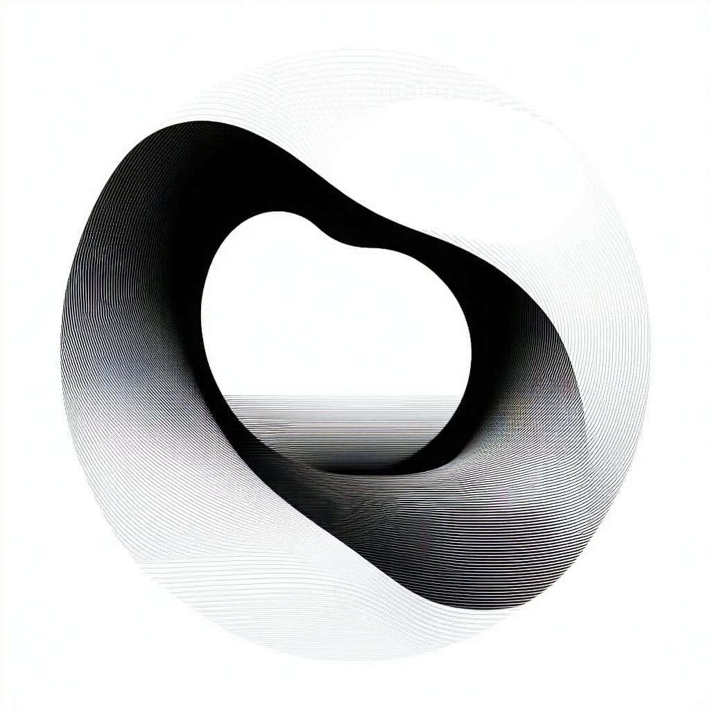 AI generated: A minimal black and white abstract topographic shape, featuring fluid, organic contour lines forming...