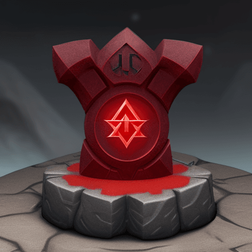 AI generated: create a cartoonish rune
base it on norse mithology 
make it red
