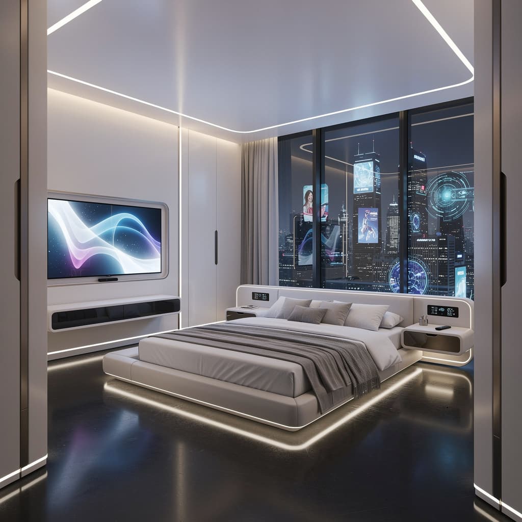 AI generated: a high end futuristic bedroom
