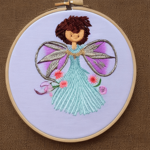 AI generated: Hyper realistic embroidered fairy for machine embroidery