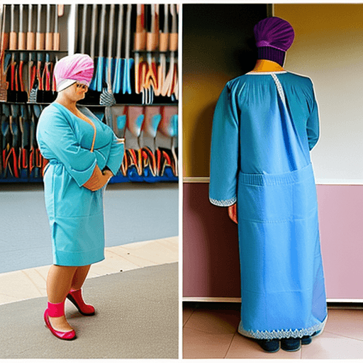 AI generated: Pink haired woman wearing blue surgical gown, teal latex gloves,  surgical cap, white surgical mask ...