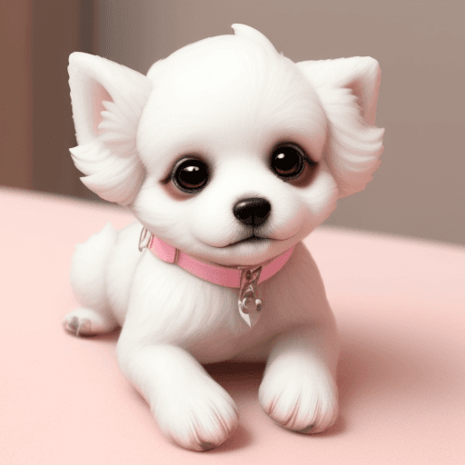AI generated: perro pequeño lindo blanco adorable con pelo rosa
