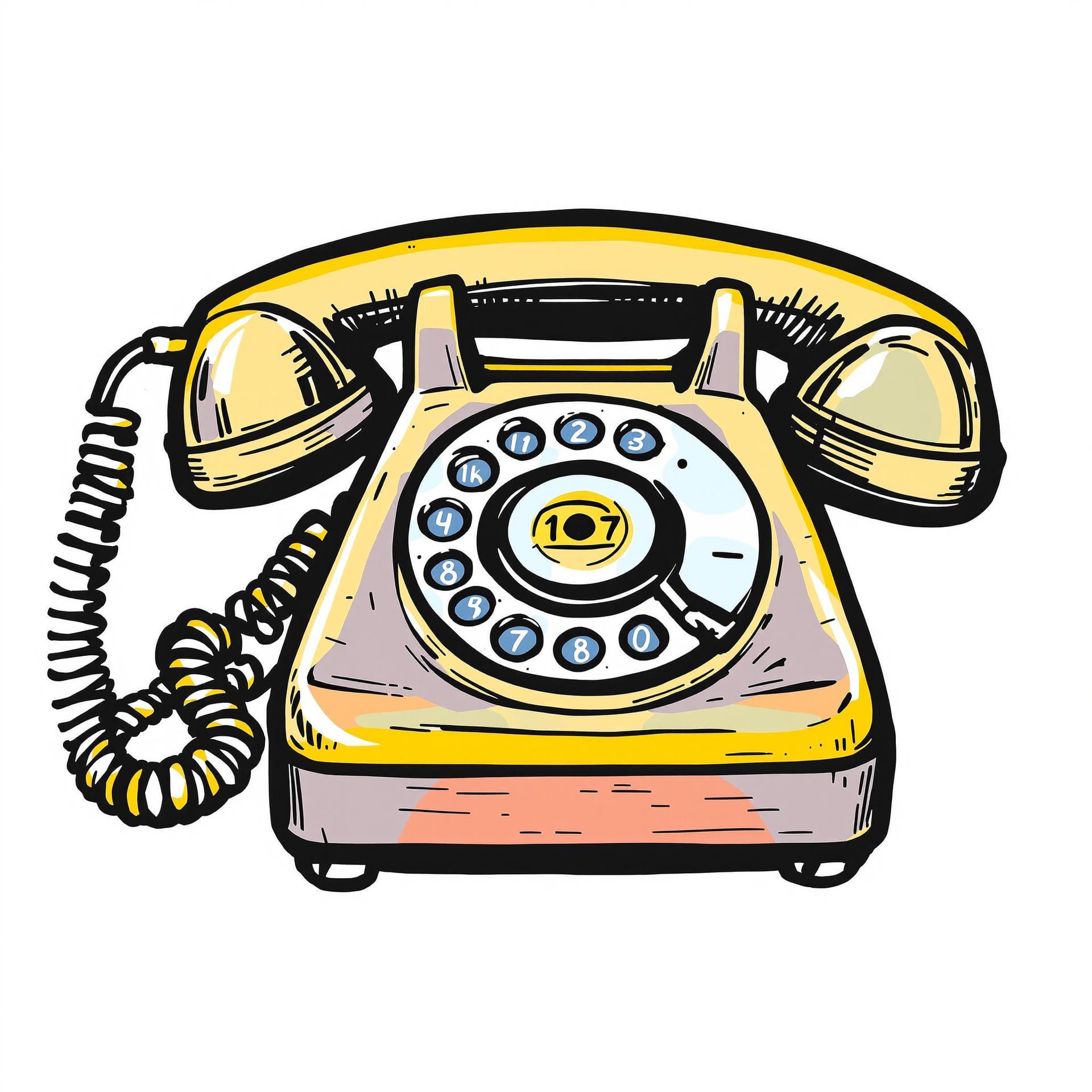AI generated: A retro icon of a rotary telephone, 1930s Era Comic Strip style, bold and contrasting palette, art b...