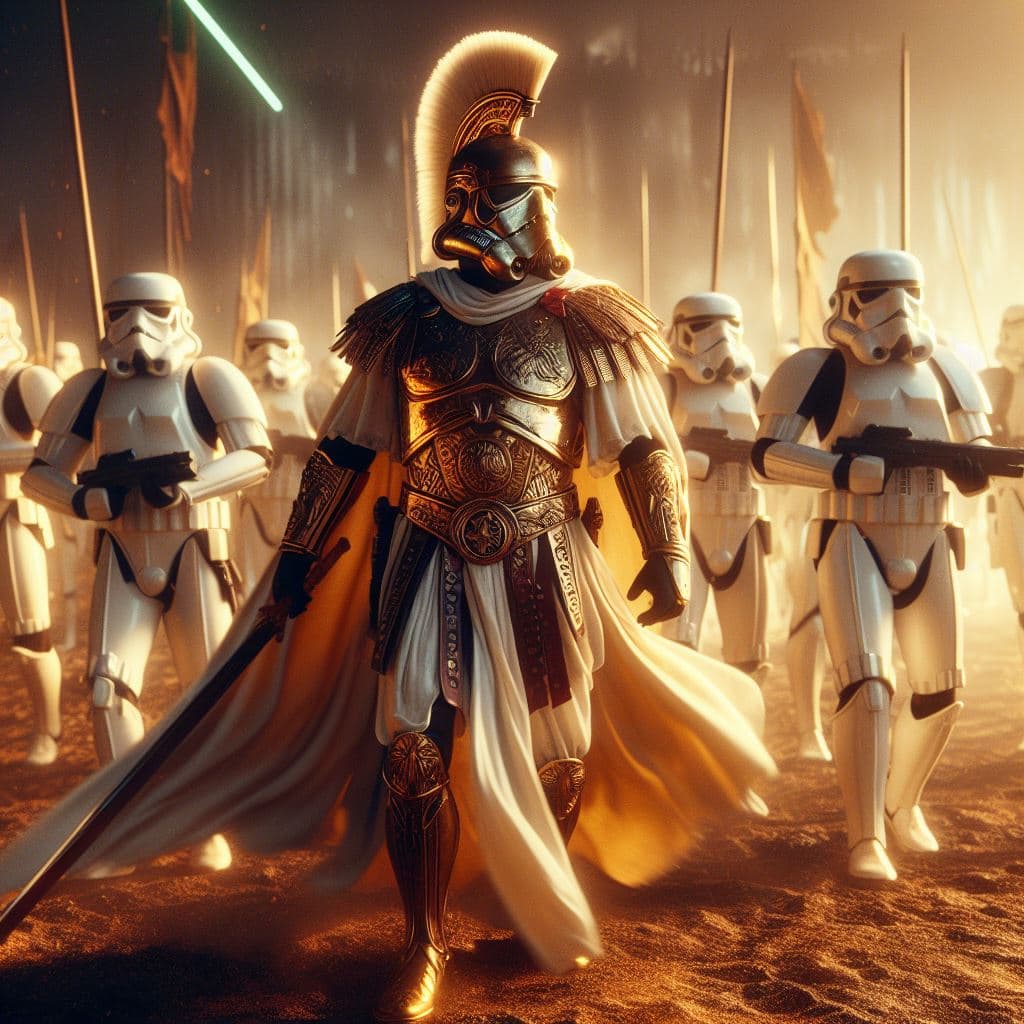 AI generated: Hyper detailed Roman legion meets stormtroopers from star wars,  (hyper-realistic:1. 2), rule of thi...