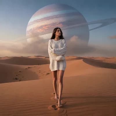 AI generated video: the woman looks first to the right then to the left, confused, then walks towards the camera.
