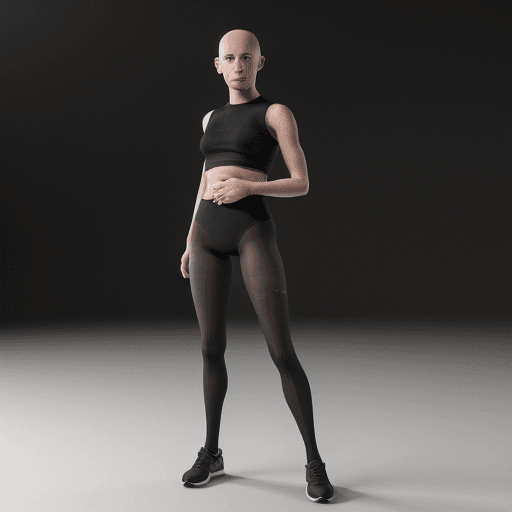 AI generated: a human with white background,  no background, bald hair, black tights, full body, hyper realism, hi...
