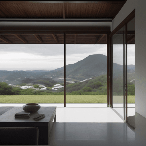AI generated: Photo of a countryside house located in the mountains of Córdoba, inspired by the architectural styl...