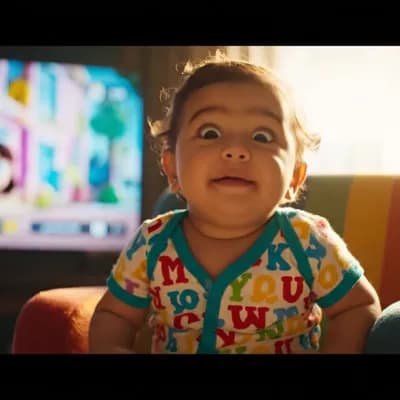 AI generated video: EYE-LEVEL STEADY SHOT WITH SLIGHT CAMERA SHAKE.
A chubby baby with large, expressive eyes and carto...