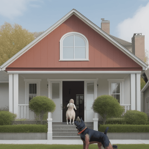 AI generated: nice house with dog in front
