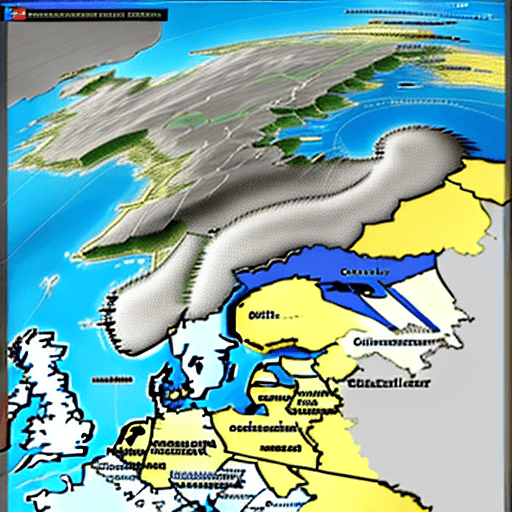 AI generated: Display a map of Europe, insert German Chancellor Olaf Scholz coming from top, protectively holding ...