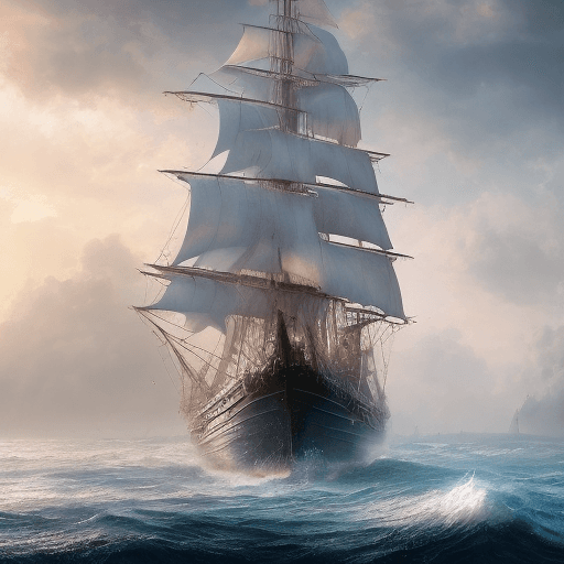 AI generated: Photo of a ultra realistic sailing ship, dramatic light, pale sunrise, cinematic lighting, battered,...
