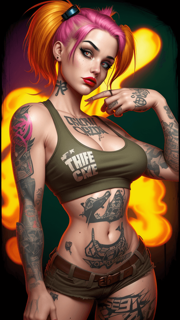 AI generated: twisted backdrop
shock
realistic shaded lighting poster
tank girl 
tattoo flash
behance 
vivid vinta...