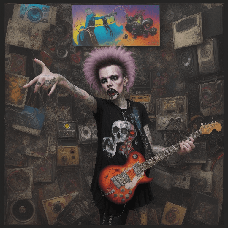 AI generated: music Album cover picture, surreal art, oil picture,  punk rock