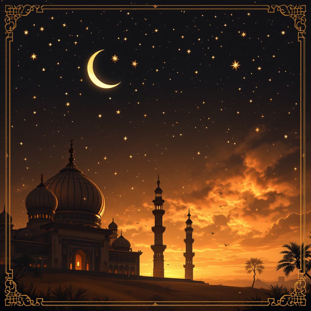 AI generated: Conceptual image of the celebration of the ten days of Fajr and the middle of Sha'ban