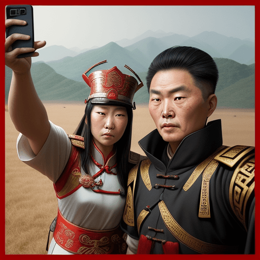 AI generated: shot from selfie,Ancient Chinese generals on the battlefield