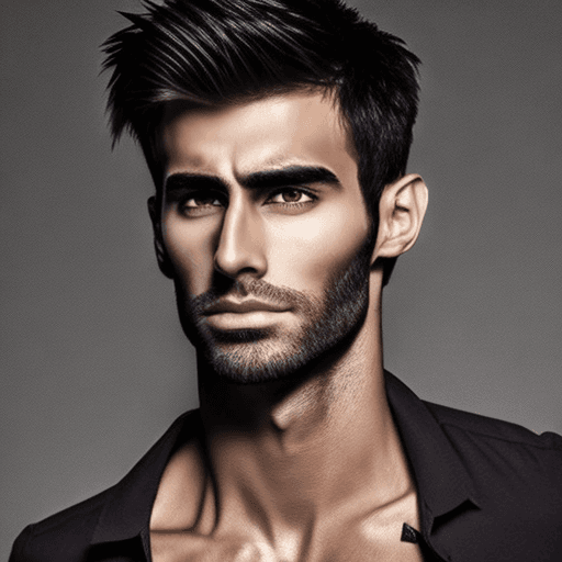 AI generated: hot male guy with dark brown messy hairs, black eyes,sharp jawlined, sharp thin nose,mascullar unbuf...