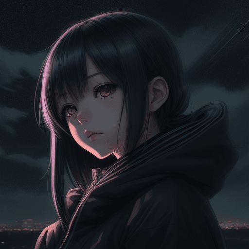 AI generated: girl in light clothing, style artist oyari ashito, against the night sky, night, portrait, satisfact...