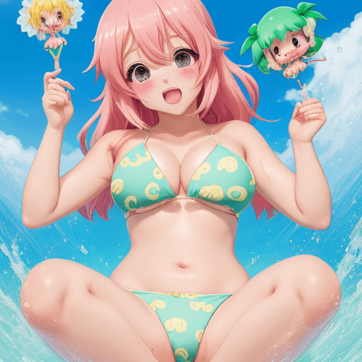 AI generated: GIRL, big cheast, Open mouth, watery eyes, blushed, anime style slyme, bare, One leg sits to the lef...