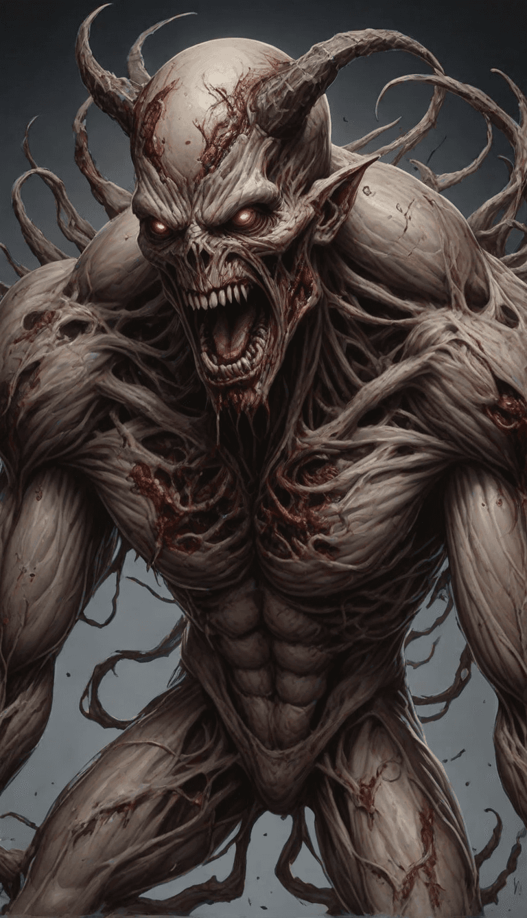 AI generated: A piece of concept art depicting a male horrific demon with realistic, intricate details. The artwor...