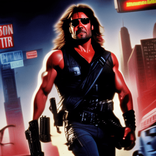 AI generated: ((Action Movie Photograph)) Escape From New York, Snake Plissken, 1980s Movie, Cinematic Film, Post ...