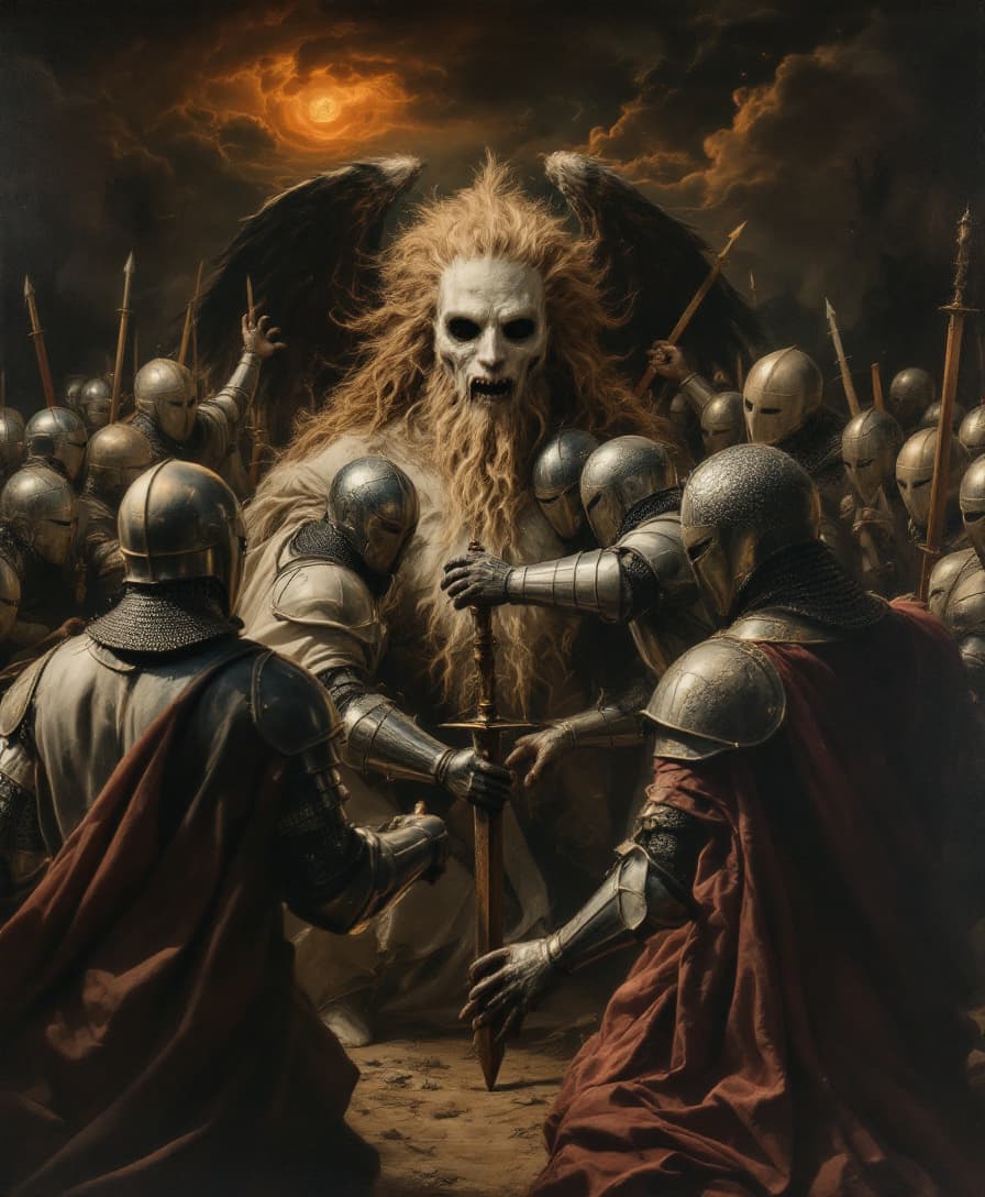 AI generated: A Renaissance-style painting influenced by Caravaggio and Banksy with subtle elements of Lucian Freu...