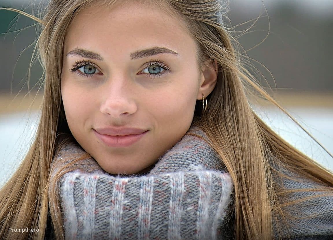 AI generated: Make this girl have clear skin and light makeup