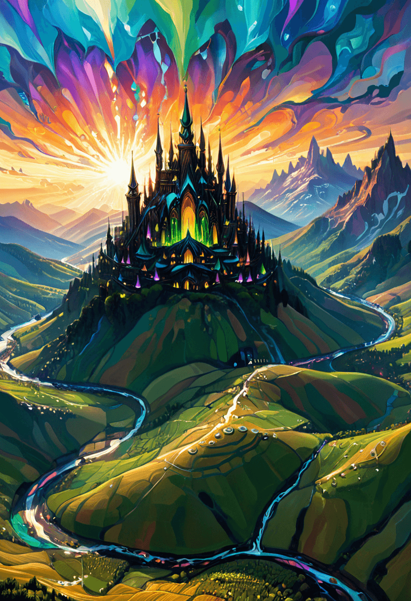 AI generated: Abstract style <lora:xl_more_art-full_v1:1>,<lora:DreamARTSDXL:1>,A vast, alien city of towering spi...