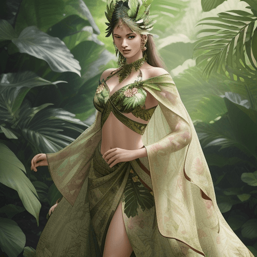 AI generated: (floral warrior elegance:1.2) , (best quality:1.1) , leafy environment, cinematic capture, 4k UHD re...