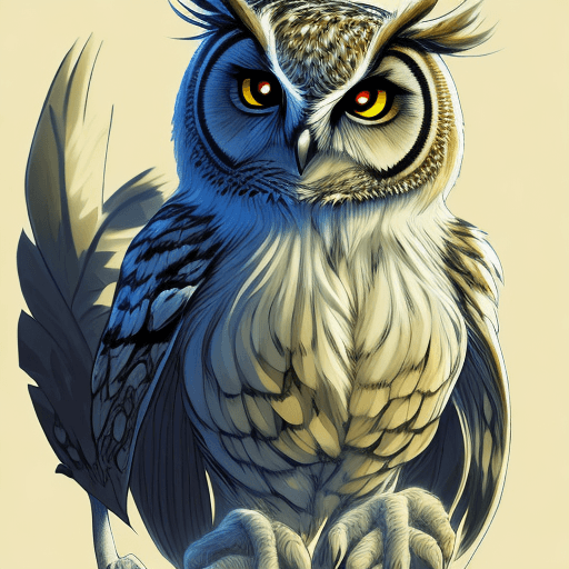 AI generated: An owl in the style of attack on titans, anime, white background