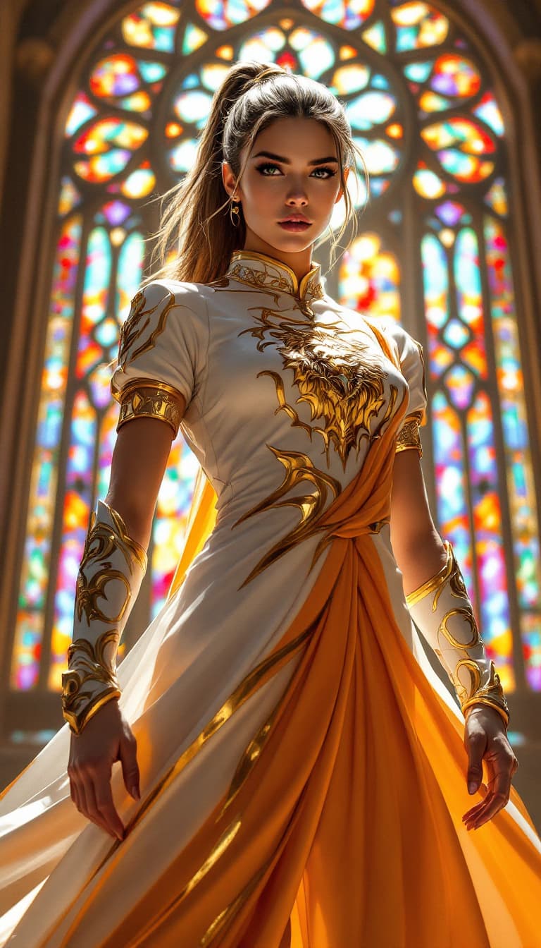 AI generated: A female soccer player wearing a garment inspired by the Caballero de Bronce, Leon Menor from Saint ...
