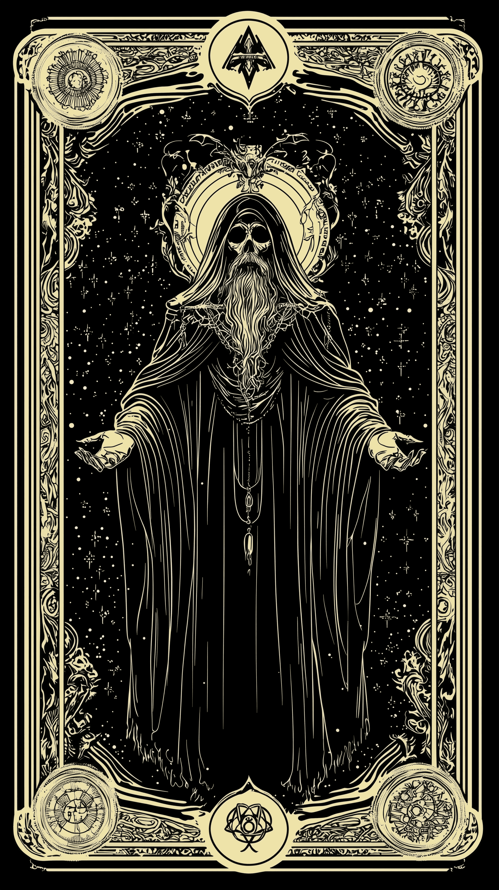 AI generated: illustration art, flat gothic inspired style, the magician, reinterpreted representation of a unique...