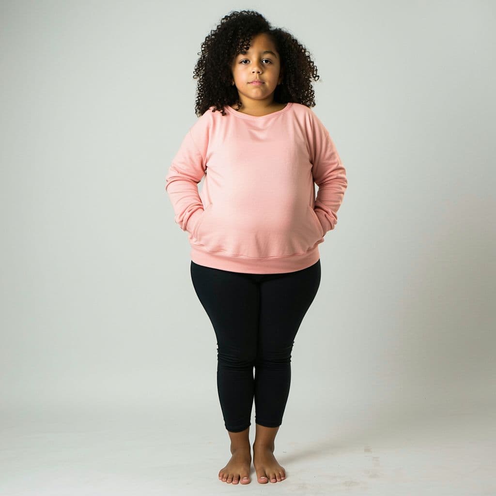 AI generated: full body photo, 10yo Latina girl, pudgy & thick