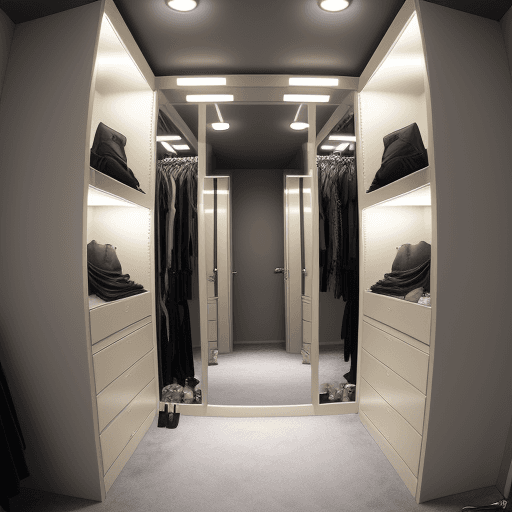 AI generated: Photo of a ultra realistic dressing room, dramatic light, hyper realistic, focused, extreme details.