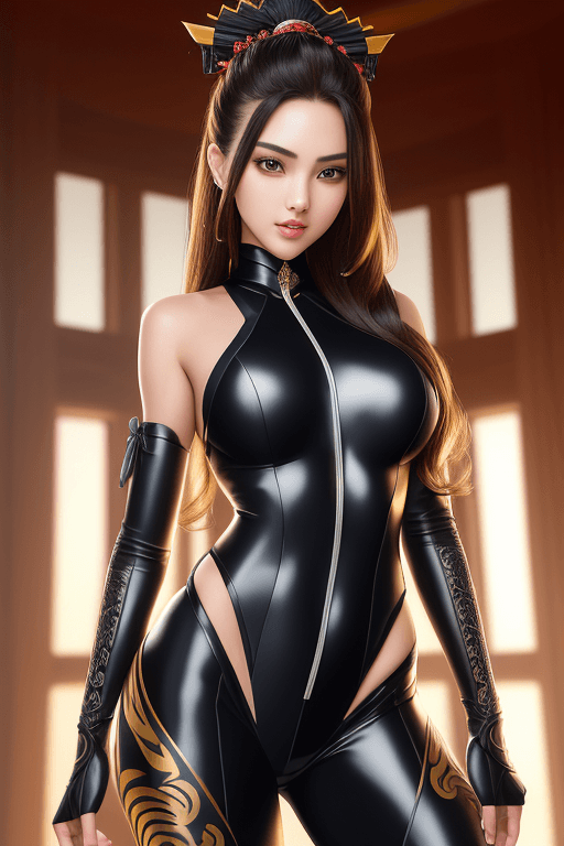 AI generated: Beautiful young girl. (((In half of the body))). (Slender body.) Amazing face. (Symmetrical eyes). F...