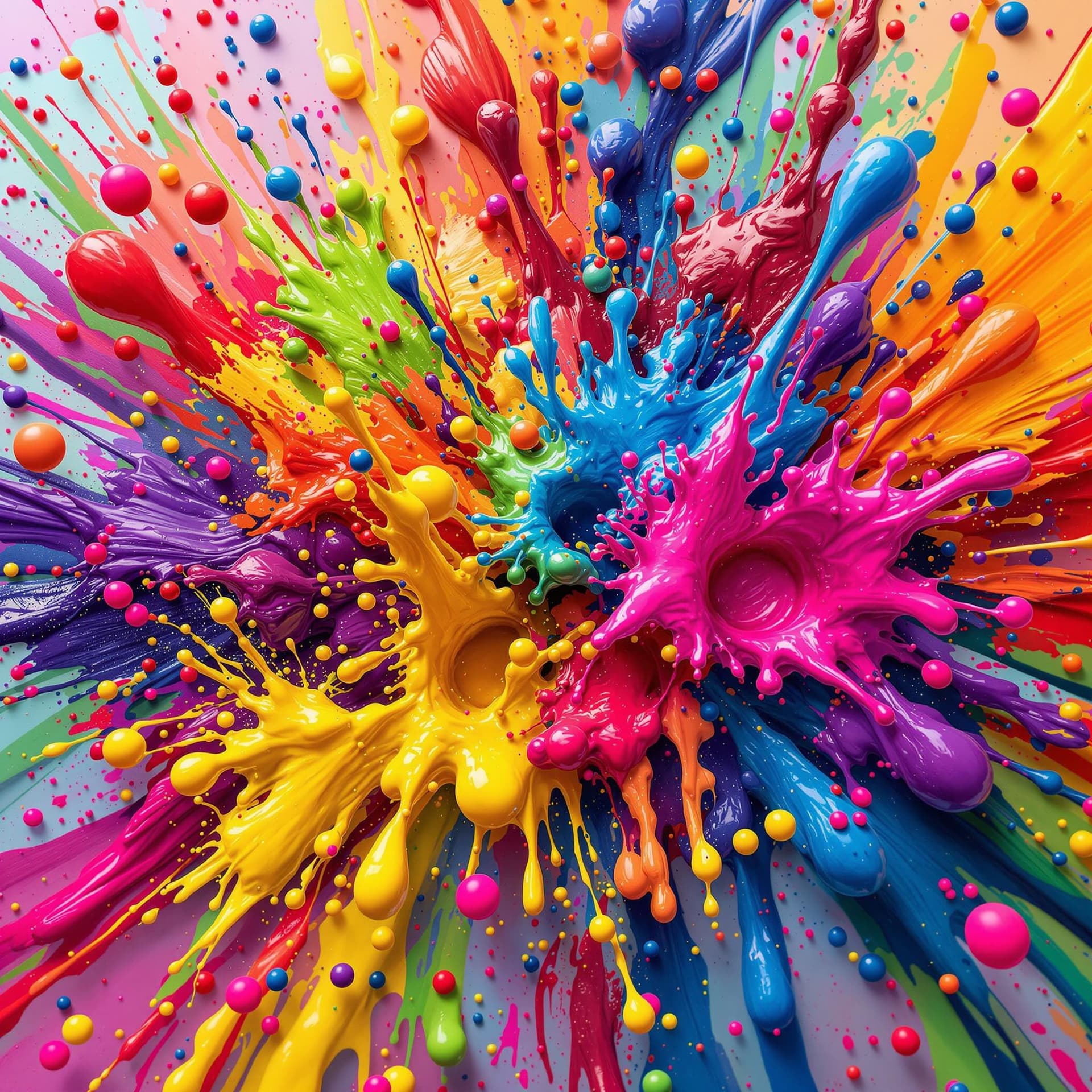 AI generated: Vibrant and colorful abstract paint splatter. cinematic, hyper realism, high detail, 3d illustration...